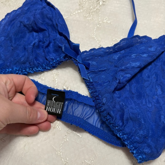 vintage y2k midnight hour cobalt blue lace bralette best for medium - Picture 2 of 2